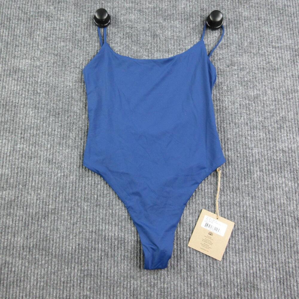 Toast Swim One Piece Womens S Blue Scoop Thong Spaghetti Strap Lined NWT